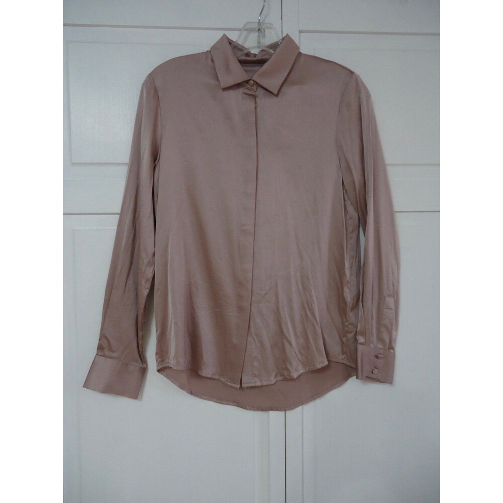 Handmade Button Down Shirt 100% Silk Mauve Color Size S